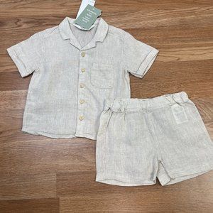 H&M Toddler Boy's Short Set 2pc Outfit 100% Linen Size 2t NEW